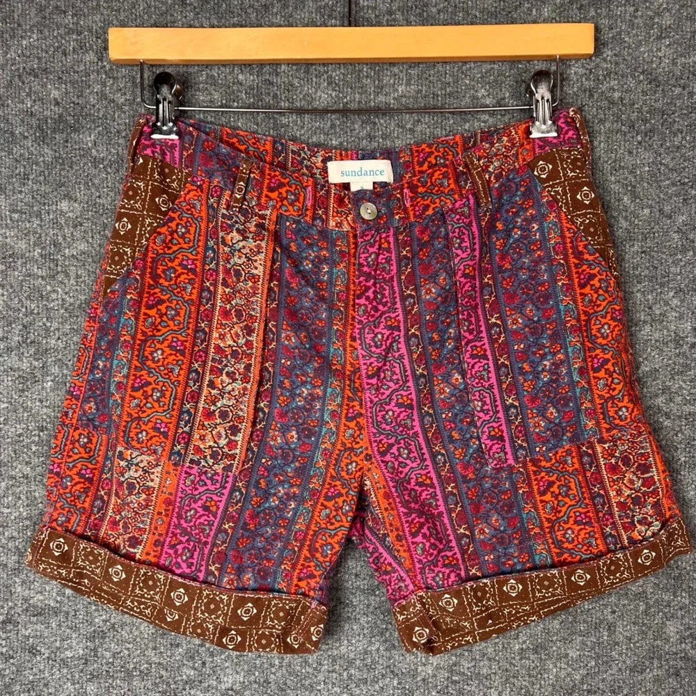 Sundance Shorts Womens S Multicolor Boho Linen Blend Paisley Print - Picture 1 of 8